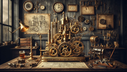 A.I. generated image of Steampunk machinery.
Steampunk, science fiction dealing with 19th-century societies dominated by steam-powered technology