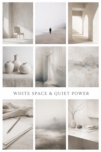 Mood Board – White Space & Quiet Power  (Abbie Shores Essays)